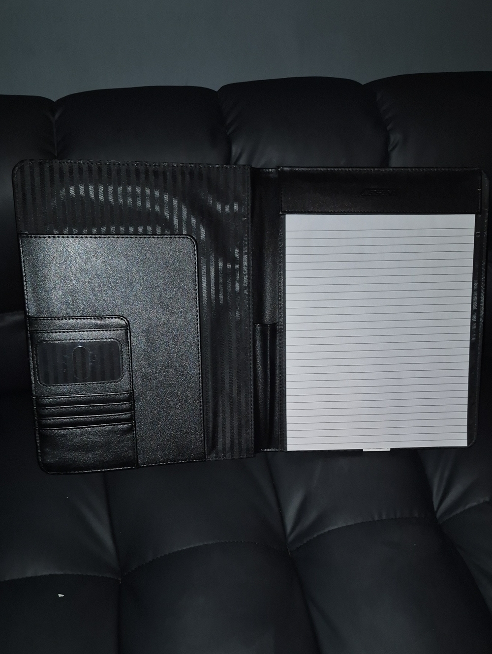 Professional Black Leatherette Portfolio with Card & Key Organizer